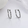 wholesale S925 silver patterned square hoop large earrings with skull ear clips, retro minimalist ins trendy design earrings-0-1