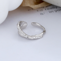 wholesale S925 sterling silver irregular cross-texture open ring minimalist fashion niche design index finger ring for women-0-1