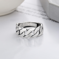 wholesale S925 Silver Fashion Minimalist Chain Design Trendy Unique Niche Unisex Open Ring-0-1