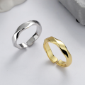 wholesale S925 Sterling Silver Irregular Möbius Ring Open-Ended Minimalist Korean-Style Delicate Ring-0-0