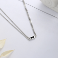 wholesale S925 Sterling Silver Korean Style Minimalist Ins Chain Link Creative Small Square Zircon Collarbone Necklace-0-1