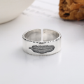 wholesale S925 Sterling Silver European and American Minimalist Style Creative Feather Imprint Wide Band Trendy Street Style Open Ring-0-1