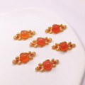 wholesale S925 silver gold-plated natural southern red agate six-connection square bead bracelet accessory for DIY-0-11