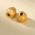 wholesale Gold-plated 925 Ancient Silver Inlaid Diamond Barrel Beads Round Beads for Scholarly Play Pearl Bracelet Necklace DIY Silver Accessories-0-9