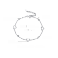 wholesale S925 Sterling Silver Cloud Link Bracelet with Heart Decoration and Round Zircon Inlay, Cross-Border Bestseller for Wholesale-0-2