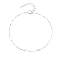 wholesale 925 Sterling Silver Mini Cross Single Zircon Ladies Bracelet,-Platinum 925 silver