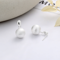 wholesale S925 silver fashion commuter round ball brushed matte design minimalist Euro-American versatile earrings with ear pins-0-2