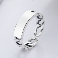 wholesale S925 Sterling Silver English Chain Braided Minimalist Ins Style Open Ring-YJ807M/approx. 3.9g Adjustable opening