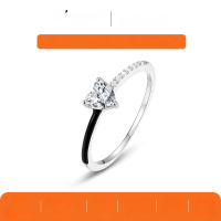 wholesale S925 Silver Heart Moissanite Ring, Light Luxury Two-Tone Shank Design, Non-Fading Women's Ring, Hot Selling in Stock-Silver 0.5 carat (with certificate) >7 US