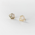 wholesale S925 Sterling Silver Gradient Square Elegant Earrings for Women, Korean-style Minimalist Hollow Geometric Resin Drop Earrings G9245-0-0