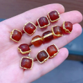 wholesale S925 Gold-Plated Natural Red Agate Accessories, Necklace Bracelet Pendant Hanging Ornament DIY Silver Jewelry Accessories Materials-0-3