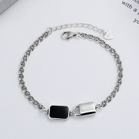 wholesale 925 Sterling Silver Tank Chain Resin Pendant Bracelet Ins Niche Design Minimalist Retro Thai Silver Jewelry for Women-YS084/approx. 6g 925 silver