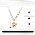wholesale S925 Sterling Silver Cloud-Shaped Chain with Baroque Pearl and Heart Pendant French Retro Necklace-0-3