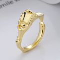wholesale S925 Sterling Silver Geometric Irregular Groove Open Ring Minimalist Ins Luxury Design Band-0-1