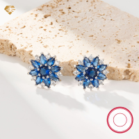 wholesale S925 Silver Earrings and Necklace Set with Snowflake Blue Spinel, Cross-Border Europe and America Hot-Selling, Light Luxury Niche Design Ear Jewelry-Snowflake Earrings 925 Silver