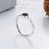 wholesale S925 Silver Fashion Japanese and Korean Blue Sandstone Bamboo Joint Minimalist Niche Elegant Design Versatile Adjustable Ring-YJ1254/approx. 1.6g Adjustable opening
