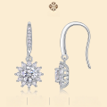 wholesale 925 Sterling Metal Sunflower Popular Hook Earrings Moissanite Ear Jewelry, Elegant and Luxurious High-End Sense Earrings-0-0