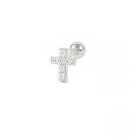 wholesale S925 Sterling Silver Single Cross Zircon-studded Threaded Ear Stud,ins。-Platinum