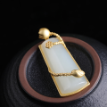 wholesale [925 Silver Gold-Plated] New Chinese Style Retro Trend White Jade Pendant with Certificate, Lotus Pod Inlaid with Hetian Jade Pendant for Women-0-1