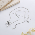 wholesale S925 Sterling Silver Snake Bone Chain Round Bead Bow Necklace Korean-style Design Fresh Sweet Versatile Collarbone Chain-0-2
