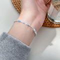wholesale S925 Silver Exquisite Korean Style Minimalist Niche Design High-end Sense Aquamarine Crystal Crushed Silver Bracelet S8003-0-0