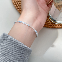 wholesale S925 Silver Exquisite Korean Style Minimalist Niche Design High-end Sense Aquamarine Crystal Crushed Silver Bracelet S8003-S925 Silver Bracelet 925 Silver