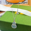 wholesale S925 Sterling Silver Agate Gourd Wealth Necklace, Fashionable Retro National Trend Style Niche Design A/B Collarbone Chain-0-1