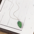 wholesale S925 Silver Wholesale New Chinese Style Inlaid Natural Chalcedony Tree Leaf Pendant Agate Jade Color National Wind Jade Women's Style-0-1