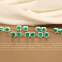 wholesale S925 Sterling Silver Red Elk Full Body Green Emerald Stud Earrings, Versatile Fashion French Light Luxury European and American Women's Trendy Earrings-BE0141-Platinum 925 Silver