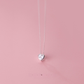 wholesale S925 Sterling Silver Korean Style Minimalist Fashion Single Diamond Heart Necklace Summer Fresh and Sweet Choker D8576-0-0