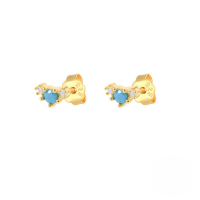 wholesale S925 Sterling Silver Geometric Floral Stud Earrings With Crystal Accents, Trendy And Versatile-Gold-Style 6
