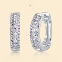 wholesale Metal Material: 925 Sterling Silver Cross-border new fashion earrings, small and exclusive high-end feel, expertly set with moissanite, versatile ear hoops and studs-Moissanite 76 pieces/pair