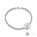 wholesale S925 Sterling Silver Cloud Link Bracelet, 4mm Hollow Silver Beads, Smooth Fortune Bead Versatile Bracelet-0-1