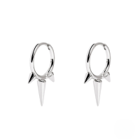 wholesale S925 Sterling Silver Geometric Smooth Rivet Circle Ear Clasp,ins-Platinum