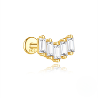 wholesale S925 Sterling Silver Geometric Zirconia Opal Marquise Stud Earrings With Threaded Flat Back-Single gold #4