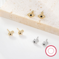 wholesale Metal: 925 Sterling Silver Cross-border Exclusive Supply Personalized and Elegant Women's Stud Earrings with Diamond-Inlaid Evil Eye Design European and American Style Wholesale Earrings-0-3