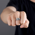 wholesale Metal material first, European and American hit obsessed men's ring Thai silver wide band ring fashion adjustable couple's index finger ring hip hop-0-2