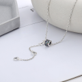 wholesale S925 Sterling Silver Korean-style Minimalist Design Delicate Choker Necklace with Full Diamond Small Bead Tube and Fringe Tassel-0-0