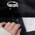 wholesale S925 Sterling Silver Starry Frosted Brushed Couple's Ring Minimalist Open-Ended Plain Band Niche Luxury Matching Set-0-2