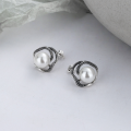 wholesale S925 Sterling Silver Vintage-Inspired Minimalist Design Rose Base Pearl Elegant Earrings-0-2