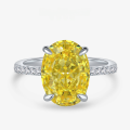 wholesale A 925 silver-set 4ct fancy vivid yellow high-carbon diamond ring with 9*13 dimensions in Euro-American style lightweight luxury for women-0-0