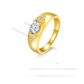 wholesale Silver Plated 18k Gold Minimalist Classic 1 Carat Moissanite Engagement Ring Unisex Valentine's Gift-0-1
