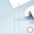 wholesale Sterling Silver S925 Long Tassel Triangle Zircon Ear Threads Korean Style Internet Celebrity Forest Series Advanced Earrings-0-3