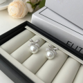 wholesale S925 Sterling Silver Chaebol Heiress Cute and Luxurious Pure Desire Style Girly Bow Australian White Pearl Ear Studs Earrings-0-4