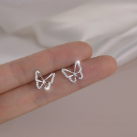 wholesale 925 Sterling Silver Hollow-out Micro-set Butterfly Earrings for Women, New Summer Luxury Small Elegant Temperament Ear Studs Sweet Ear Accessories-Micro-inlaid butterfly earrings/approx. 1.43g&gt;ED020591