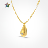 wholesale S925 Sterling Silver Korean INS Style Women's Necklace Minimalist Bean Stripe Design Sense Light Luxury Advanced Water Drop Collarbone Chain-Gold DY190912-SG-WH 925 silver