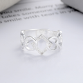 wholesale S925 Sterling Silver Cross-Border Minimalist Geometric Interlocking Loop Irregular Personality Open Ring-0-0
