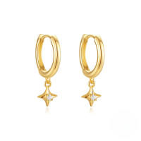 wholesale S925 Sterling Silver Zircon-inlaid Geometric Bee Ear Cuff, Cross-border Hot Seller, Ins Creative Earrings-Gold#4 925 silver