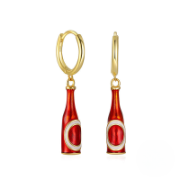 wholesale S925 Sterling Silver Creative Camera, Instrument, And Bottle Earring Set With Enamel Drop Oil Design In European French Style-Gold-Style 1