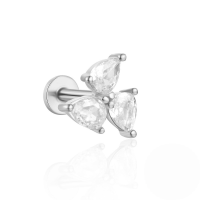 wholesale S925 Sterling Silver Flat Threaded Piercing Chain Earrings With Opal And Crystal Accents-Single platinum #1